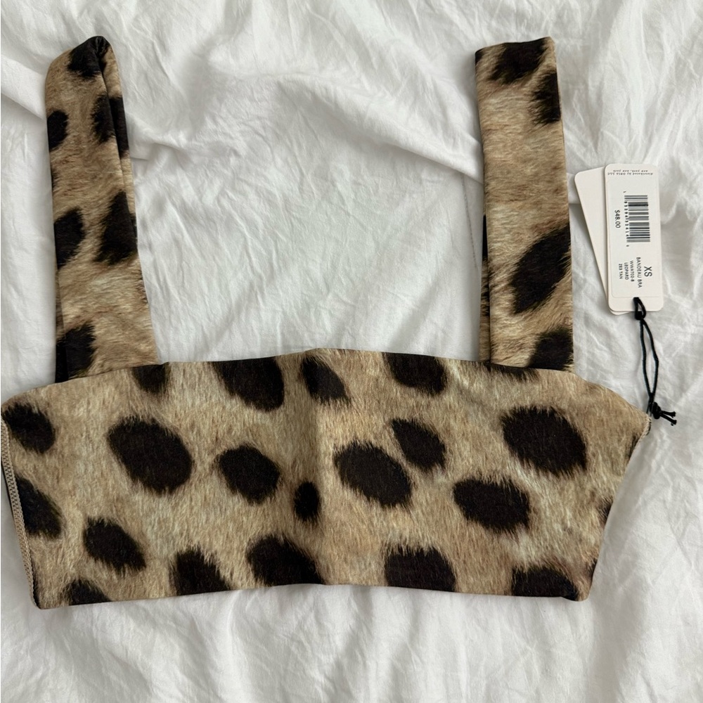 WeWoreWhat Tan Leopard Bandeau Bra